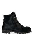 Dolce & Gabbana Elegant Black Calf Leather Lace-Up Boots