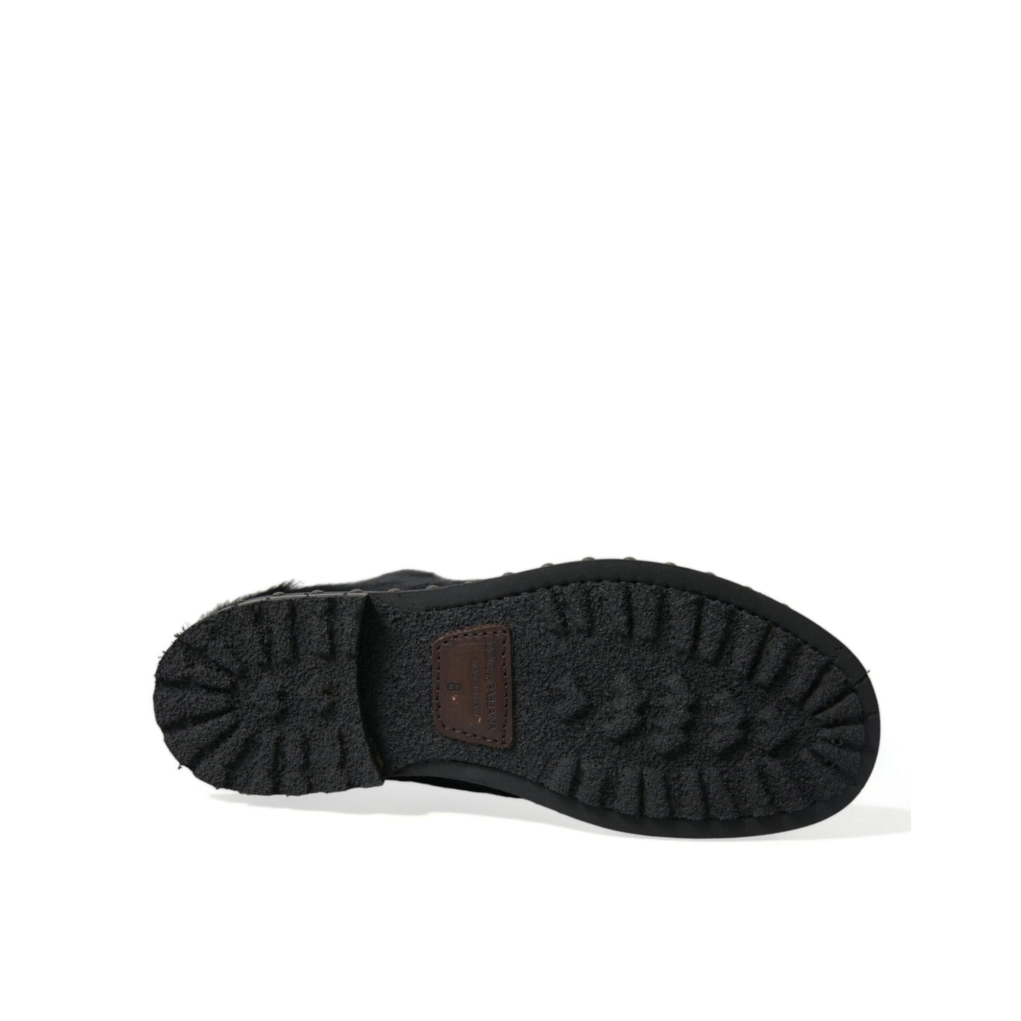 Dolce & Gabbana Elegant Black Calf Leather Lace-Up Boots
