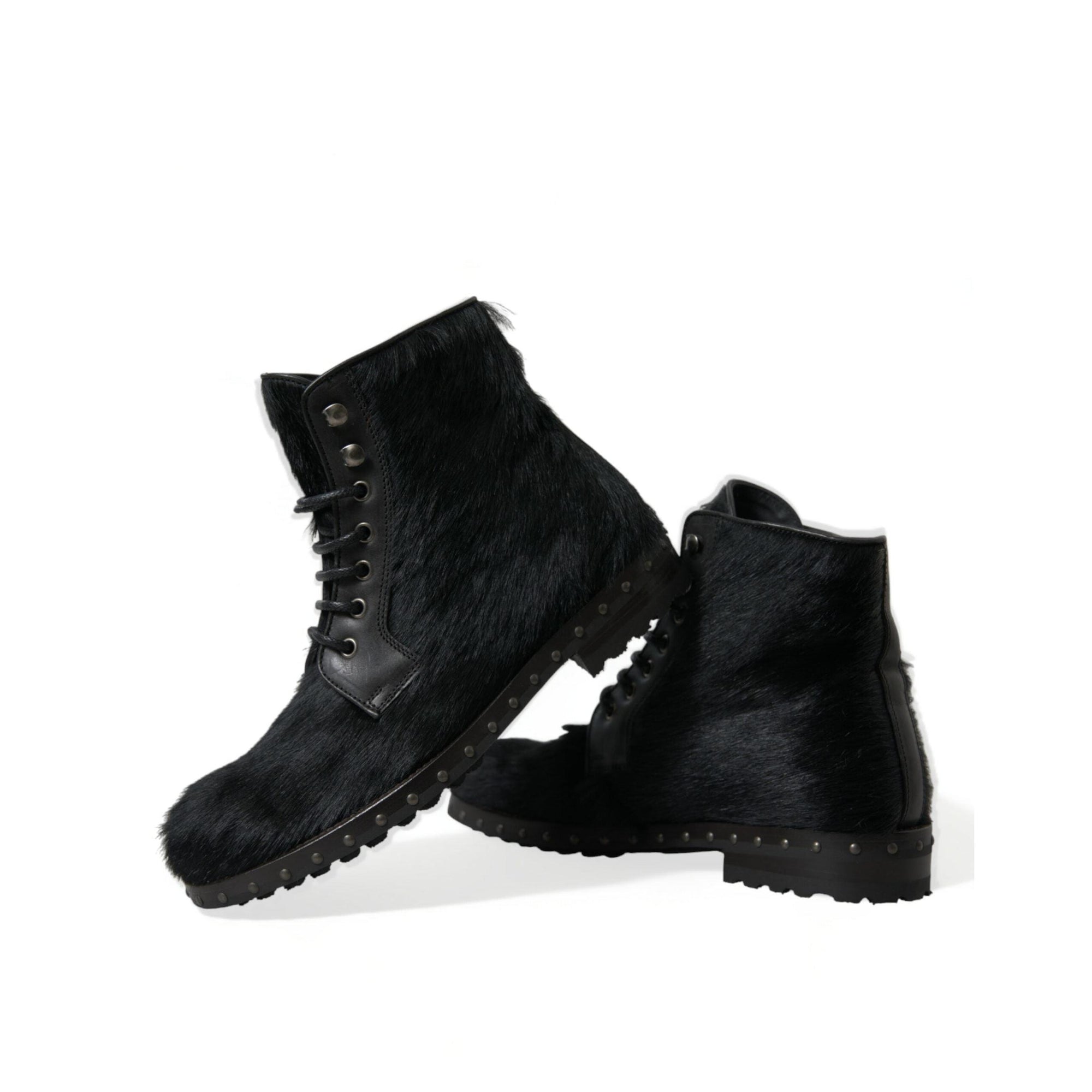 Dolce & Gabbana Elegant Black Calf Leather Lace-Up Boots