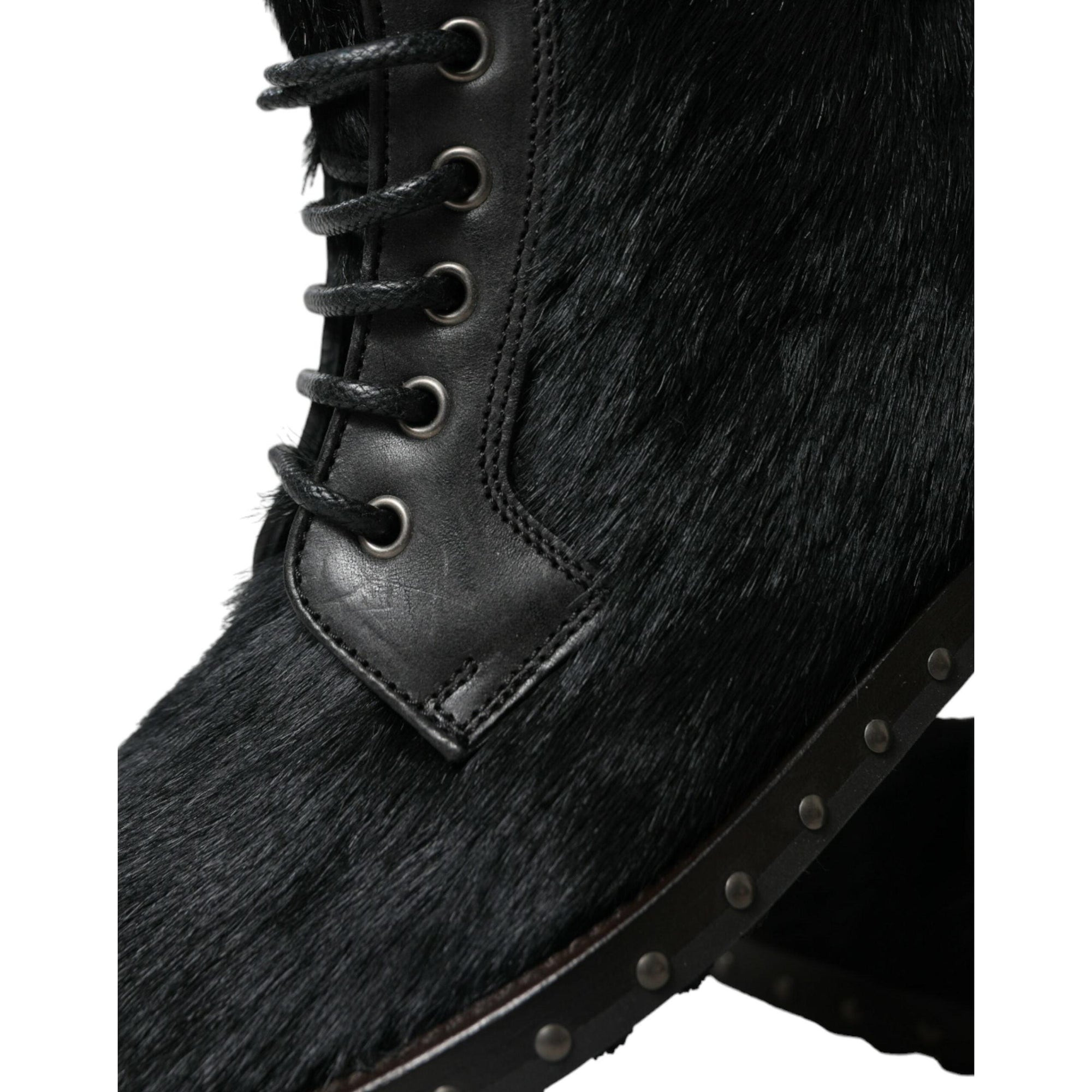 Dolce & Gabbana Elegant Black Calf Leather Lace-Up Boots