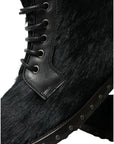 Dolce & Gabbana Elegant Black Calf Leather Lace-Up Boots