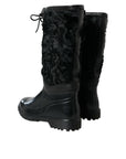 Dolce & Gabbana Sleek Black Shearling Mid Calf Boots
