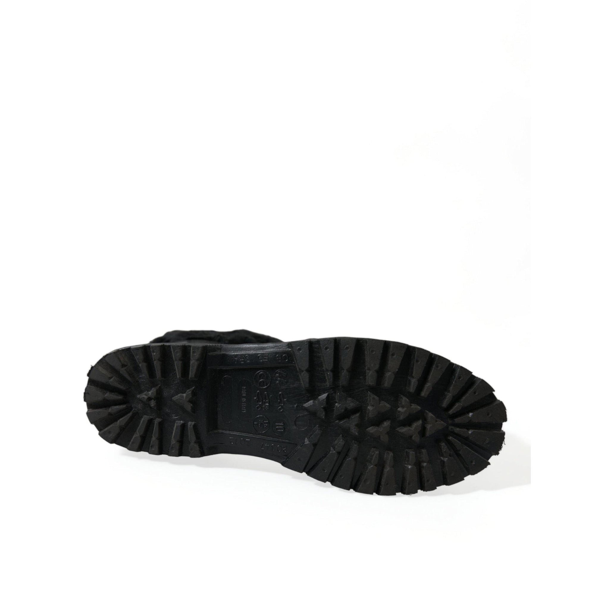 Dolce & Gabbana Sleek Black Shearling Mid Calf Boots