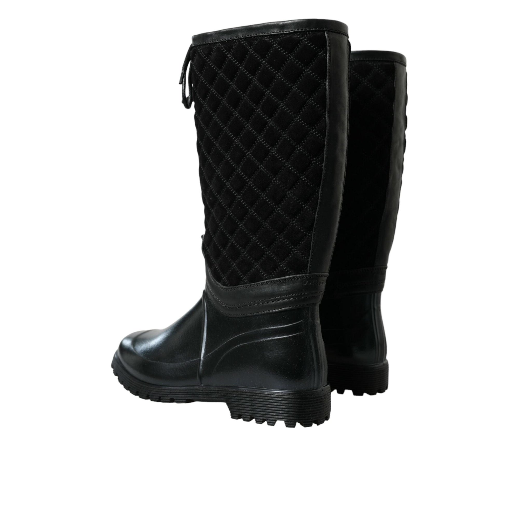 Dolce & Gabbana Elegant Quilted Lace-Up Rain Boots