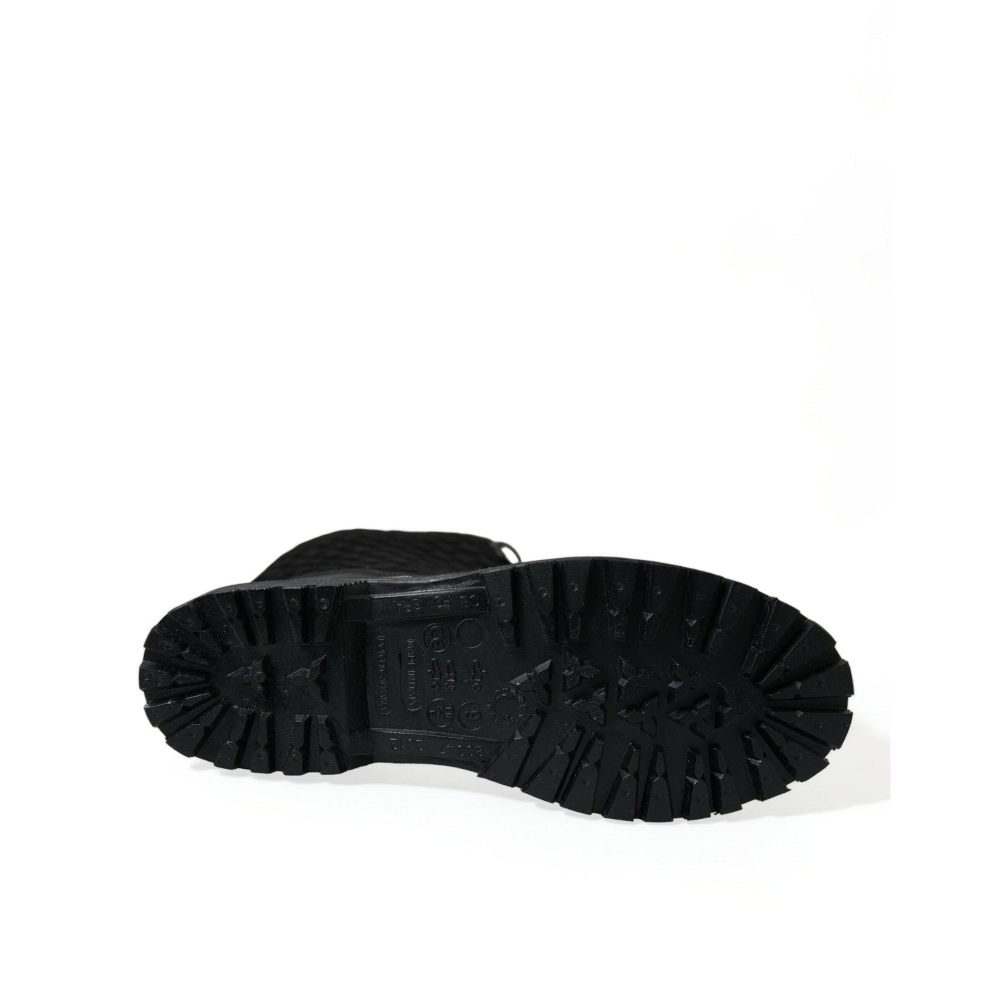 Dolce & Gabbana Elegant Quilted Lace-Up Rain Boots