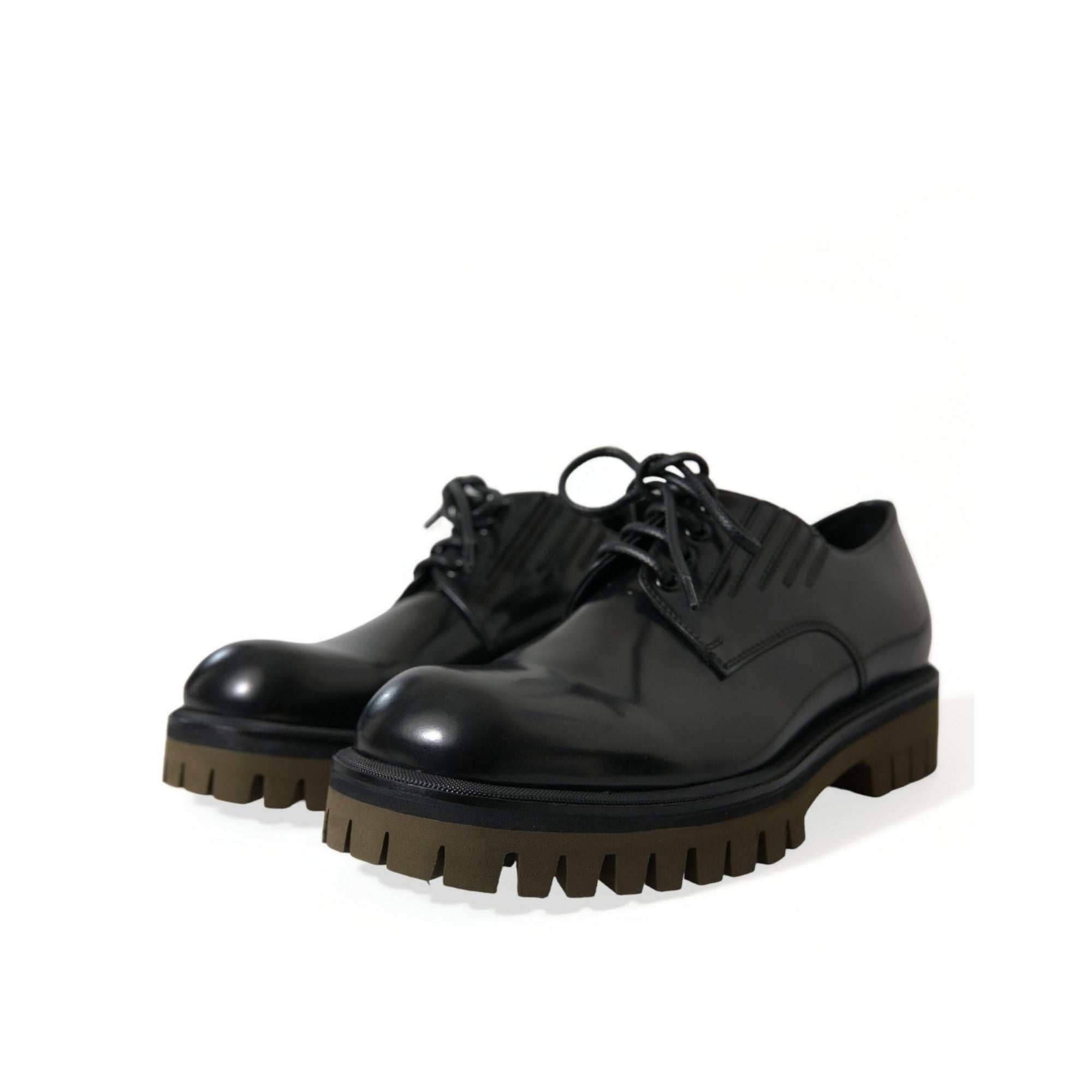 Dolce & Gabbana Elegant Black Leather Derby Dress Shoes