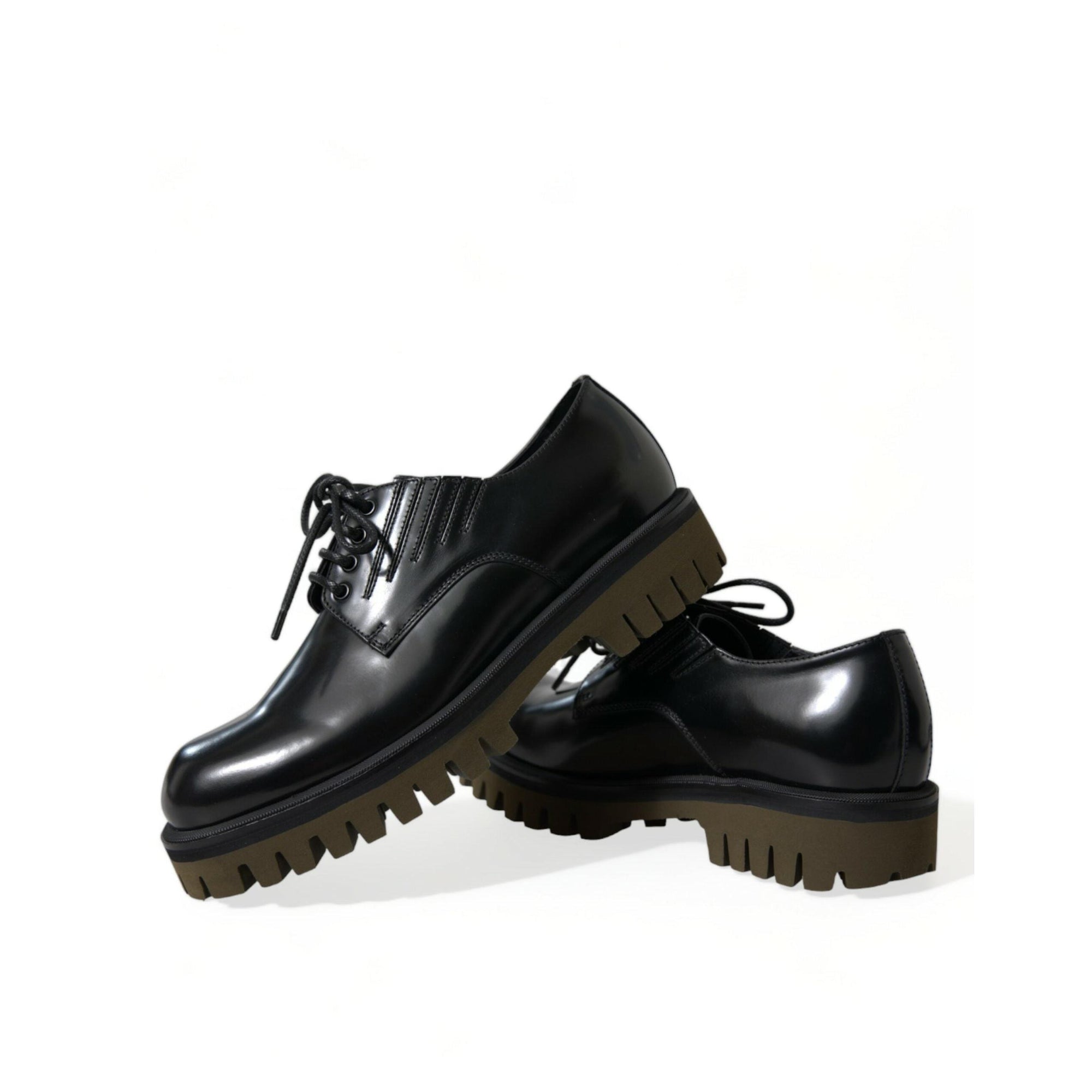 Dolce & Gabbana Elegant Black Leather Derby Dress Shoes