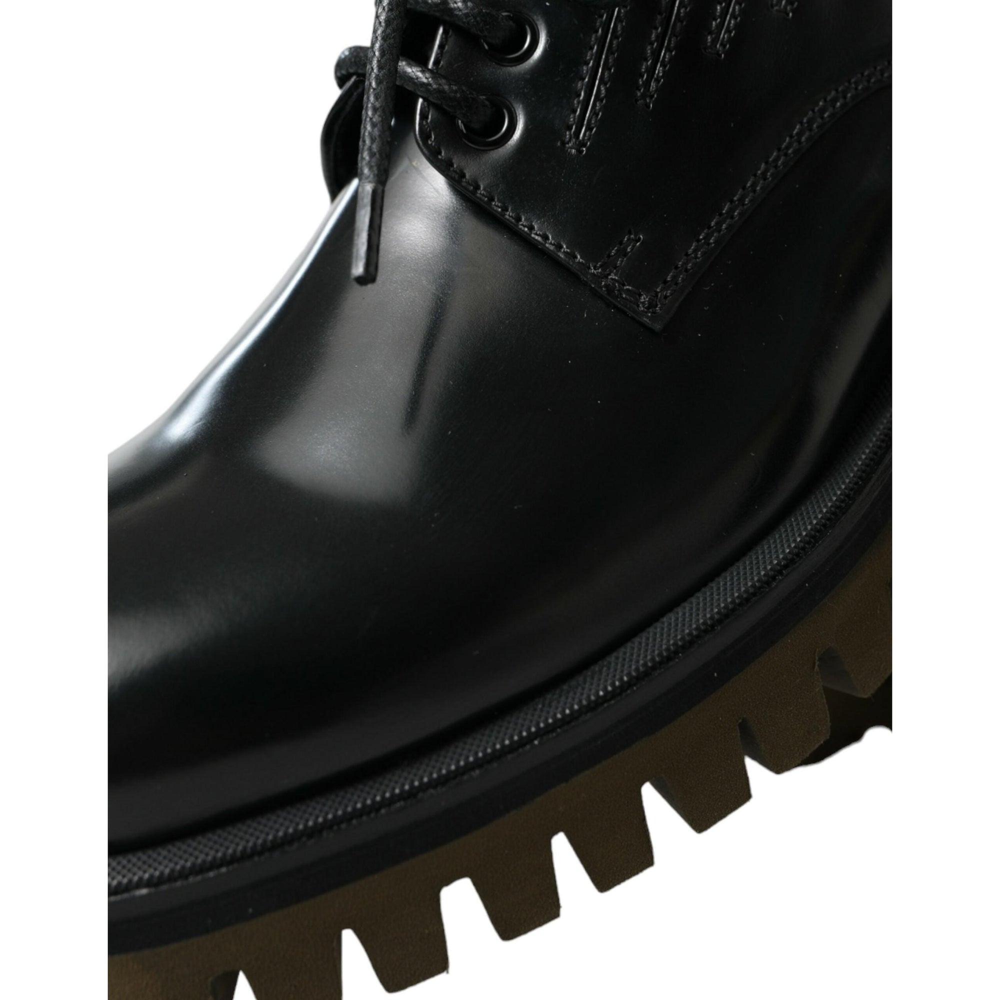 Dolce & Gabbana Elegant Black Leather Derby Dress Shoes