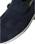 Dolce & Gabbana Elegant Blue Suede Leather Loafers