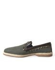 Dolce & Gabbana Studded Canvas Loafer Slipper Shoes