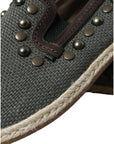 Dolce & Gabbana Studded Canvas Loafer Slipper Shoes