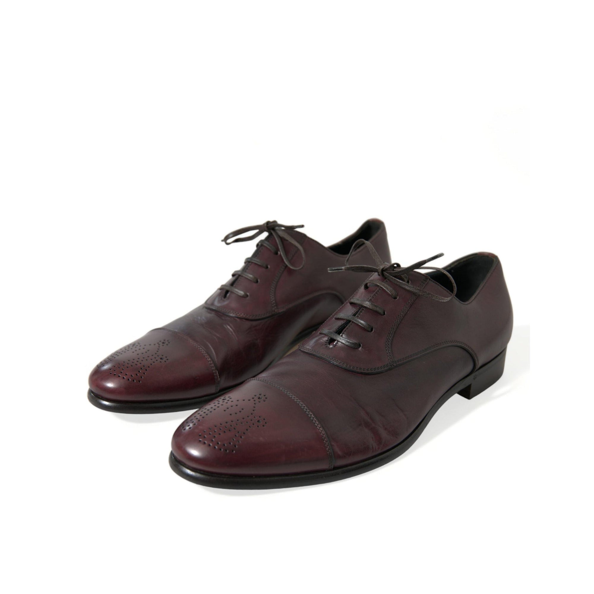Dolce & Gabbana Elegant Burgundy Leather Derby Shoes