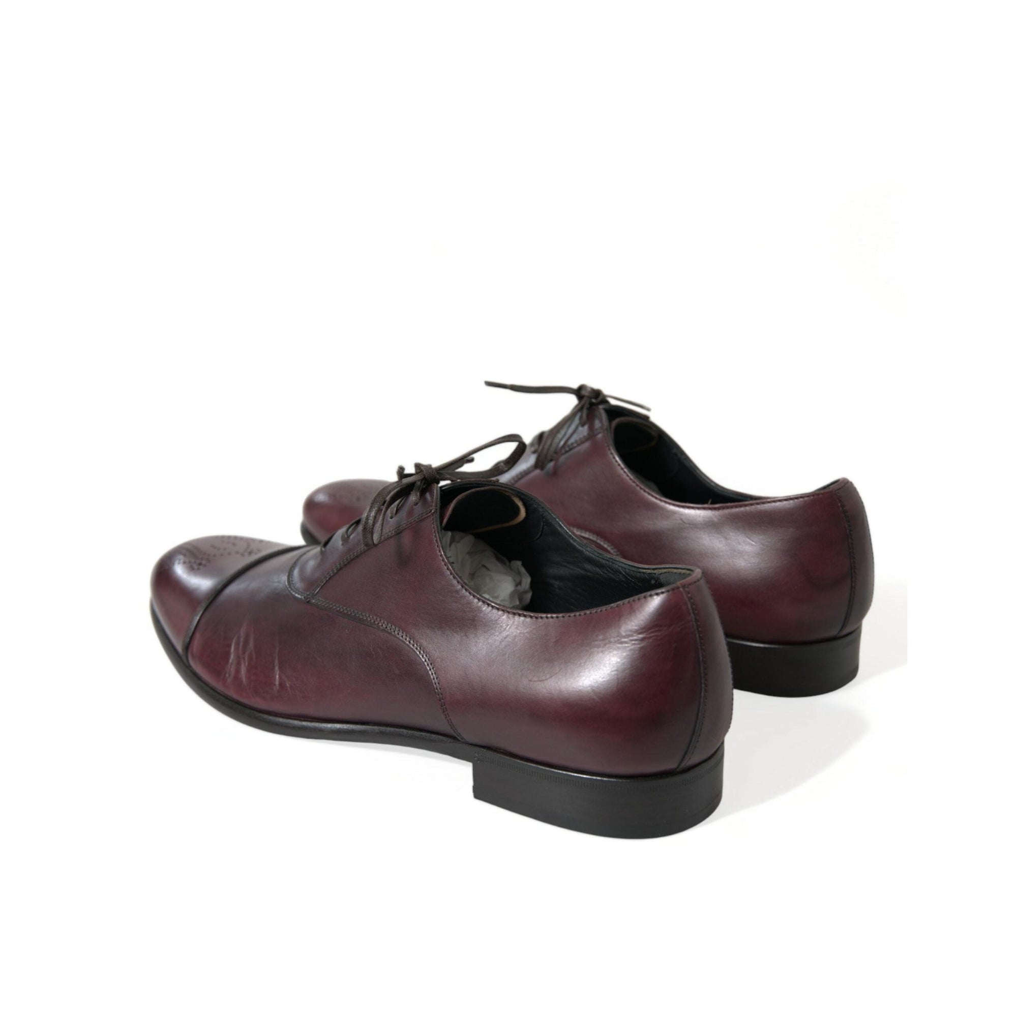 Dolce & Gabbana Elegant Burgundy Leather Derby Shoes