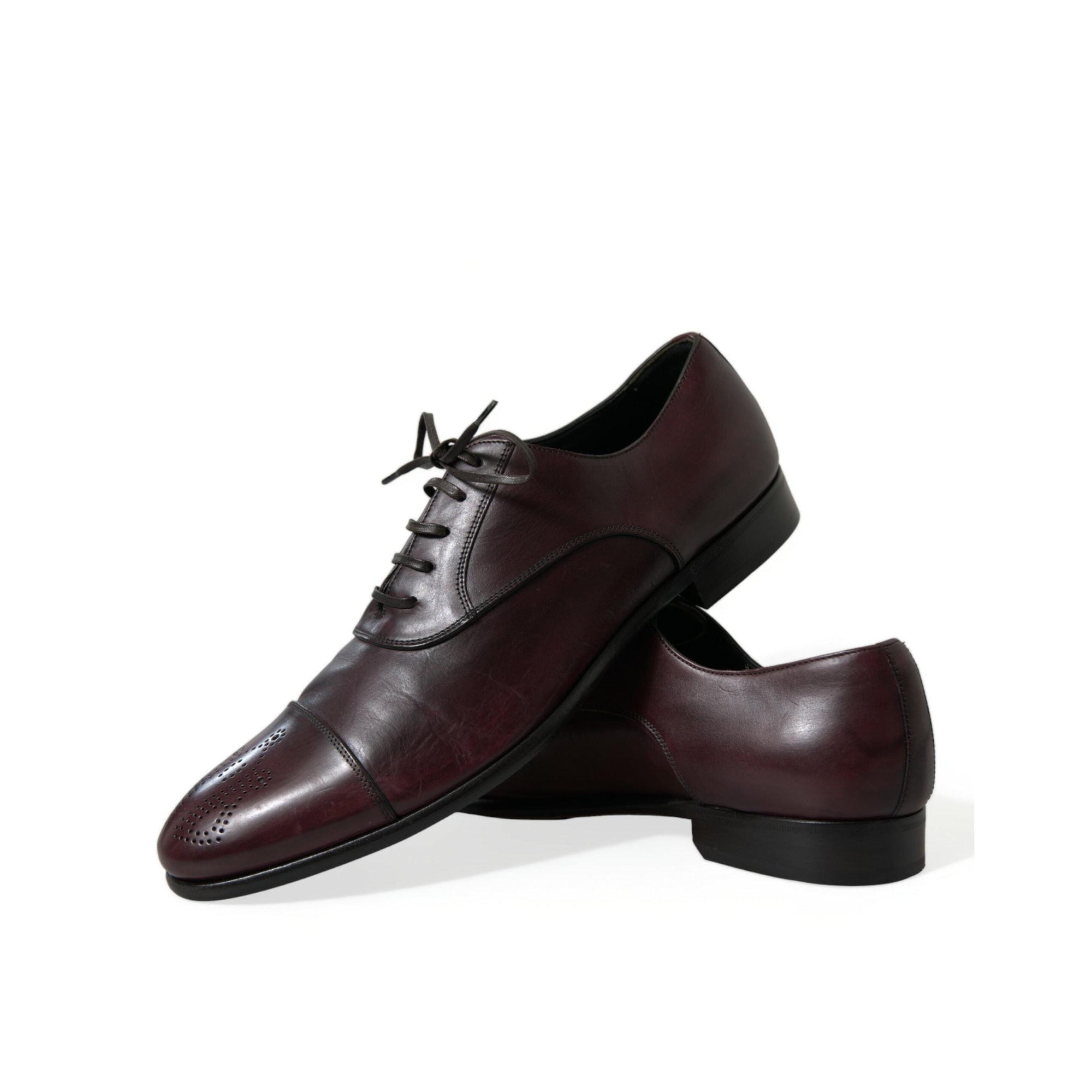 Dolce & Gabbana Elegant Burgundy Leather Derby Shoes