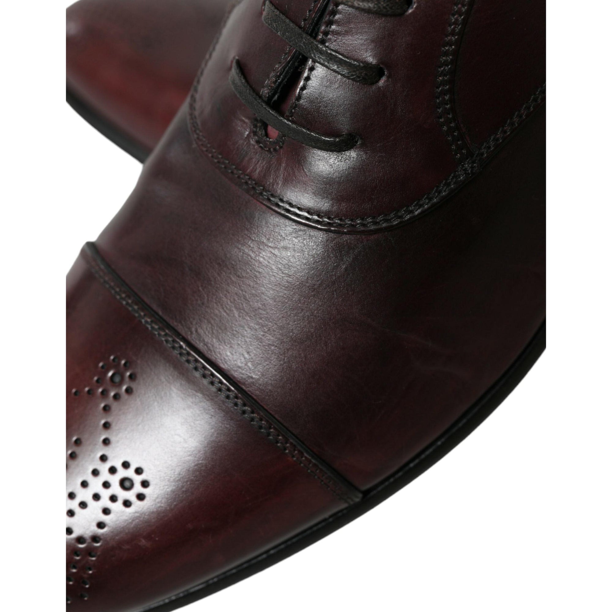 Dolce & Gabbana Elegant Burgundy Leather Derby Shoes