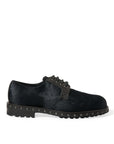 Dolce & Gabbana Elegant Black Calf Fur Derby Shoes