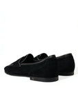 Dolce & Gabbana Elegant Velvet Black Loafers for Men