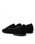 Dolce & Gabbana Elegant Velvet Black Loafers for Men