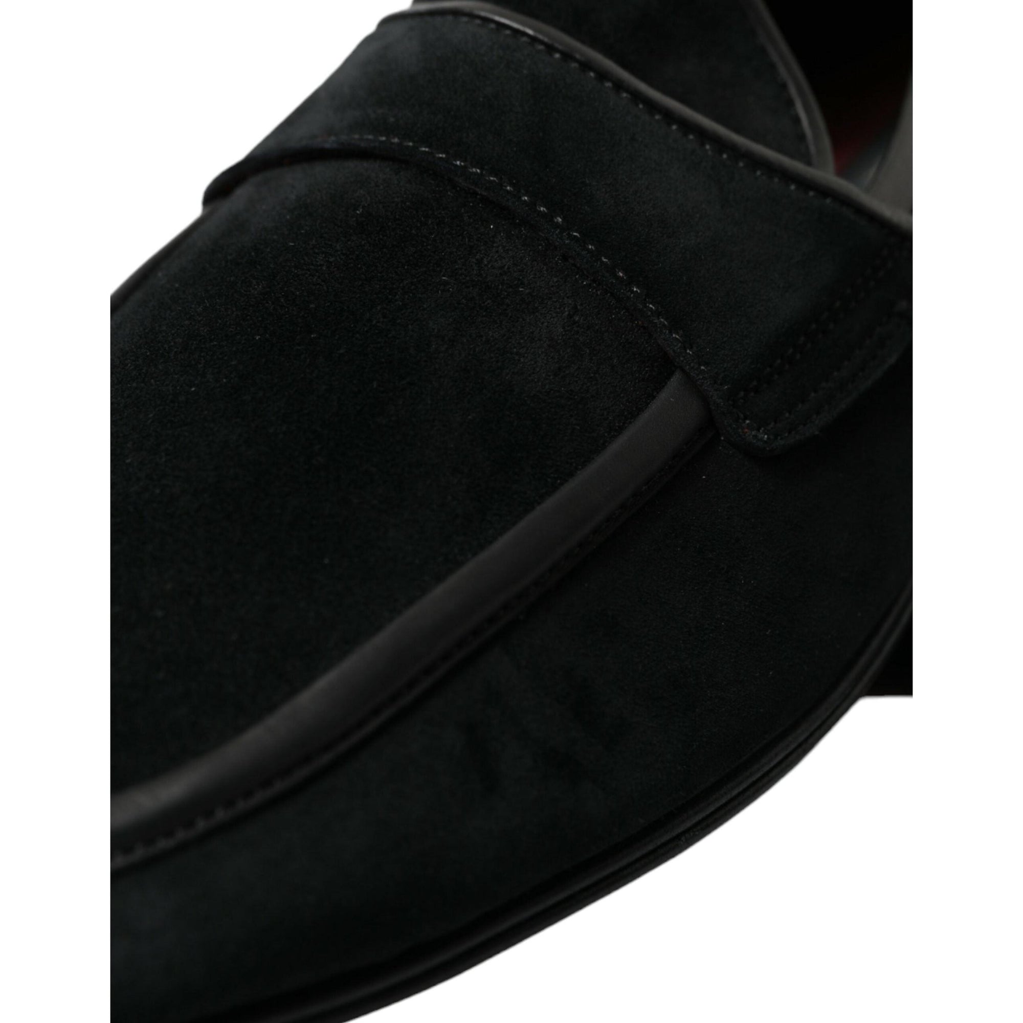 Dolce & Gabbana Elegant Velvet Black Loafers for Men