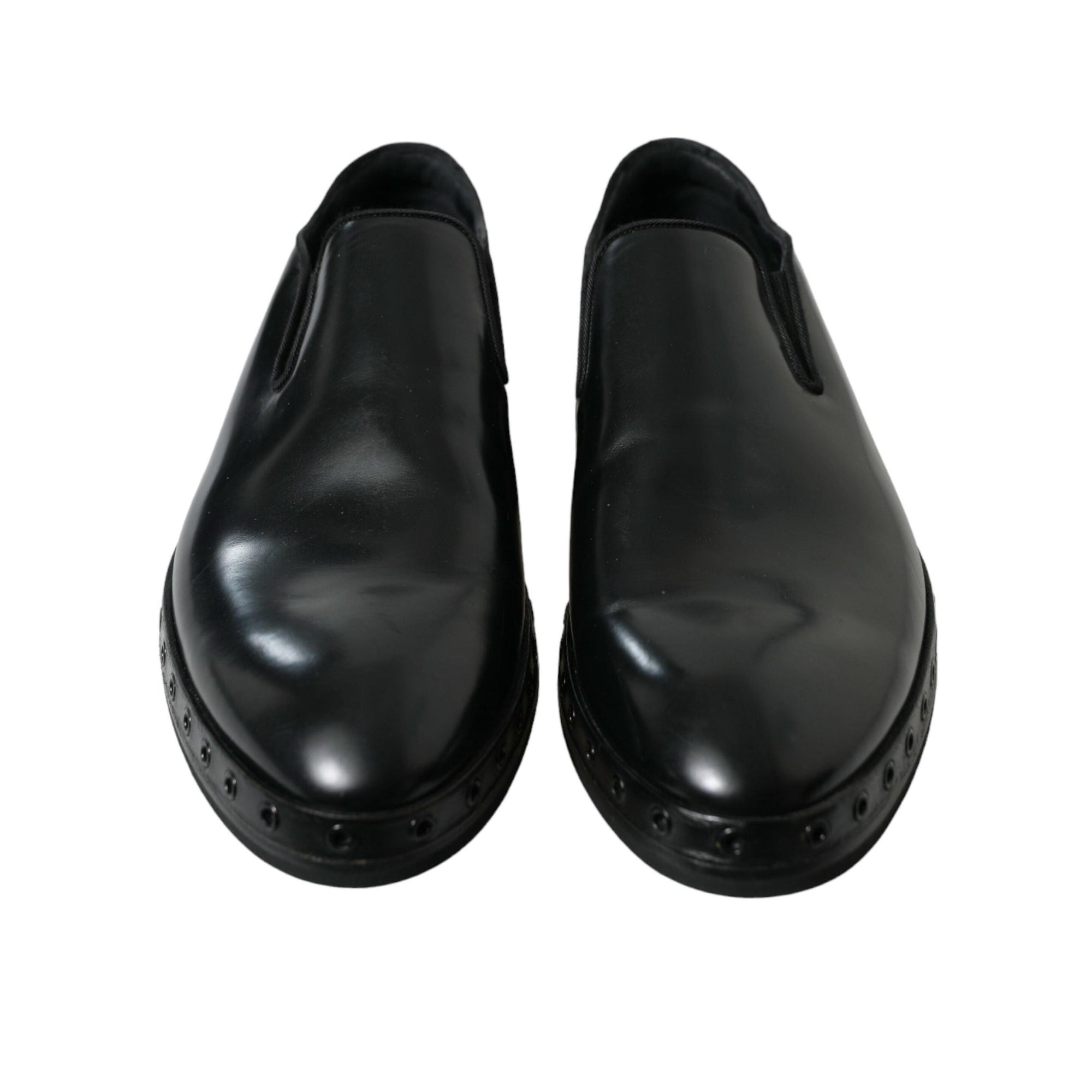 Dolce & Gabbana Elegant Black Leather Studded Loafers