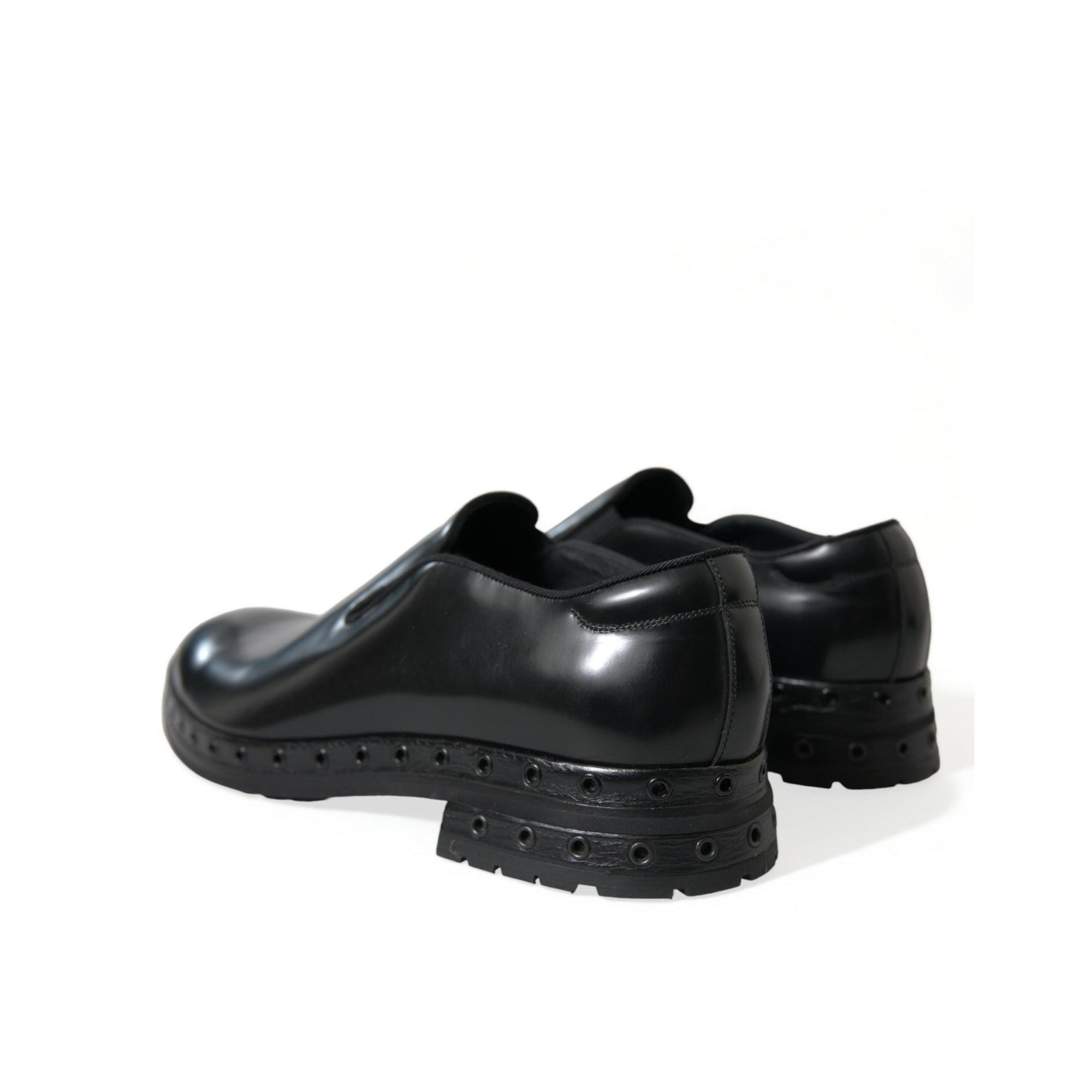 Dolce & Gabbana Elegant Black Leather Studded Loafers
