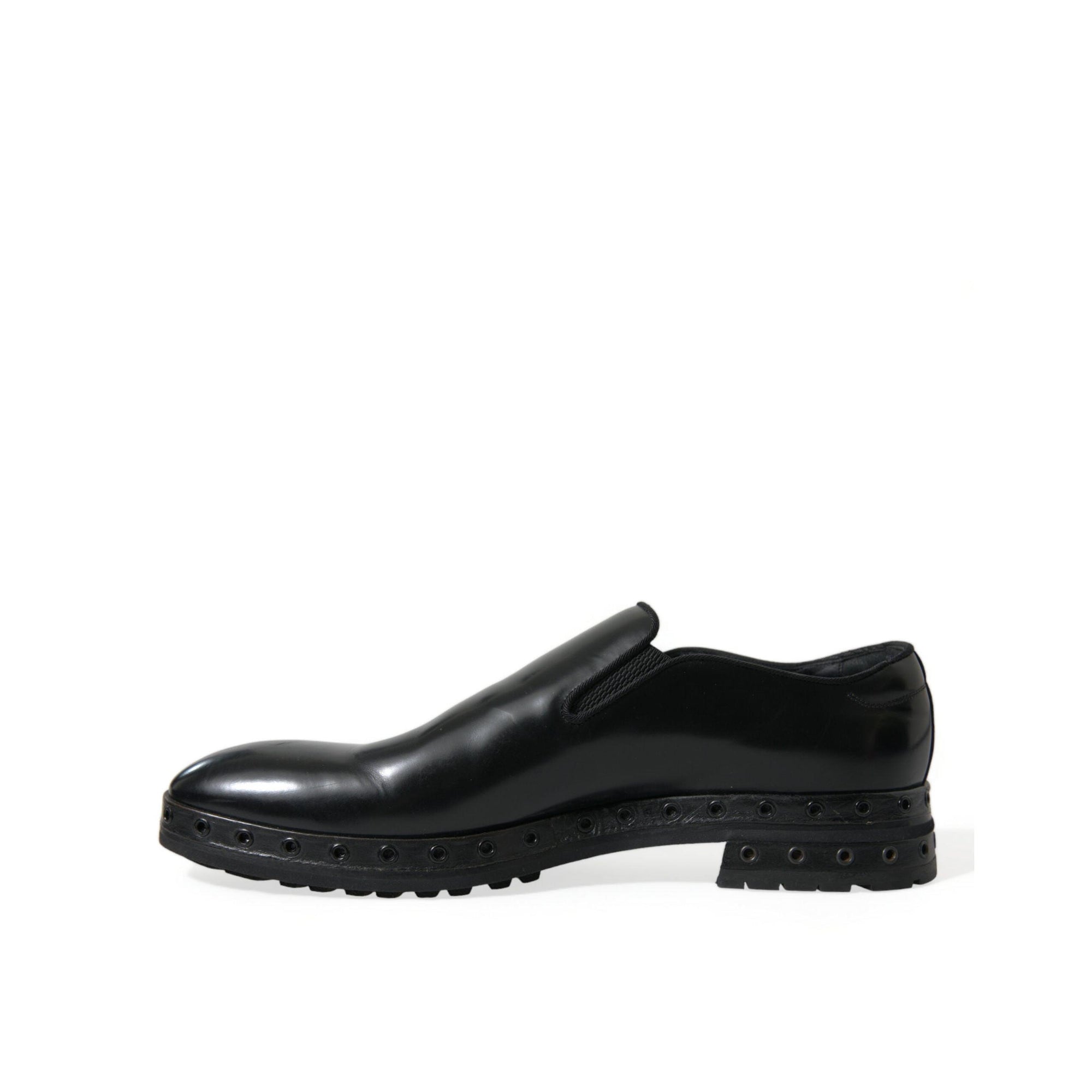 Dolce & Gabbana Elegant Black Leather Studded Loafers
