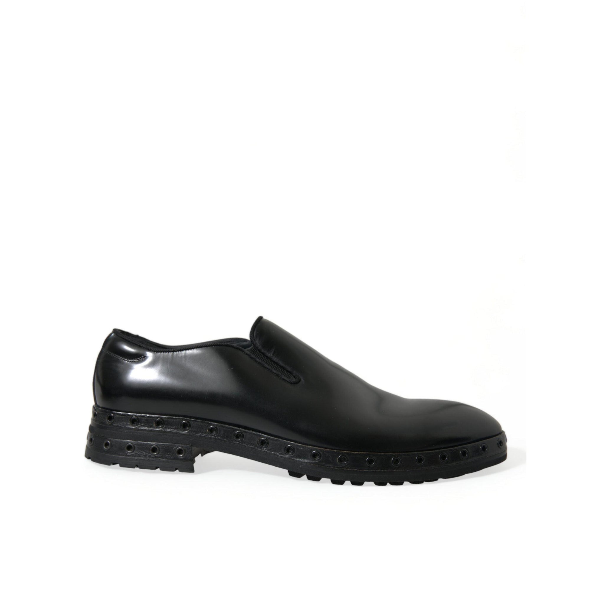 Dolce & Gabbana Elegant Black Leather Studded Loafers