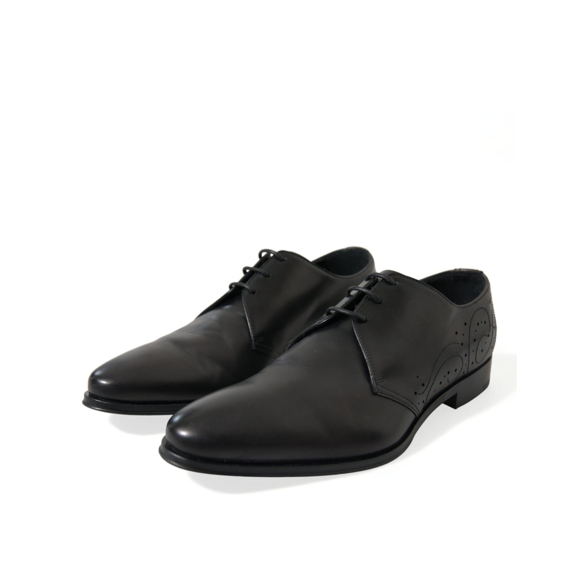 Dolce & Gabbana Elegant Black Leather Derby Dress Shoes
