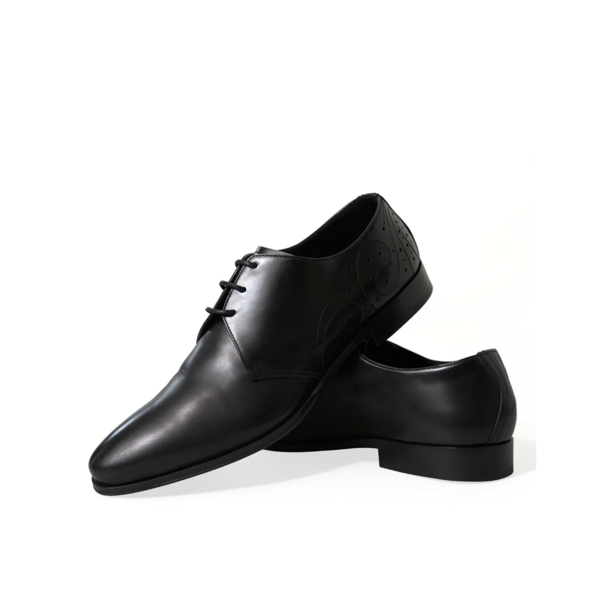 Dolce & Gabbana Elegant Black Leather Derby Dress Shoes