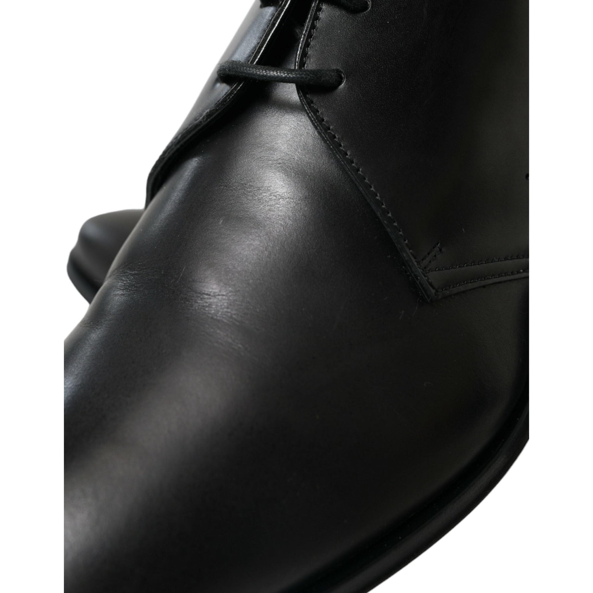 Dolce & Gabbana Elegant Black Leather Derby Dress Shoes