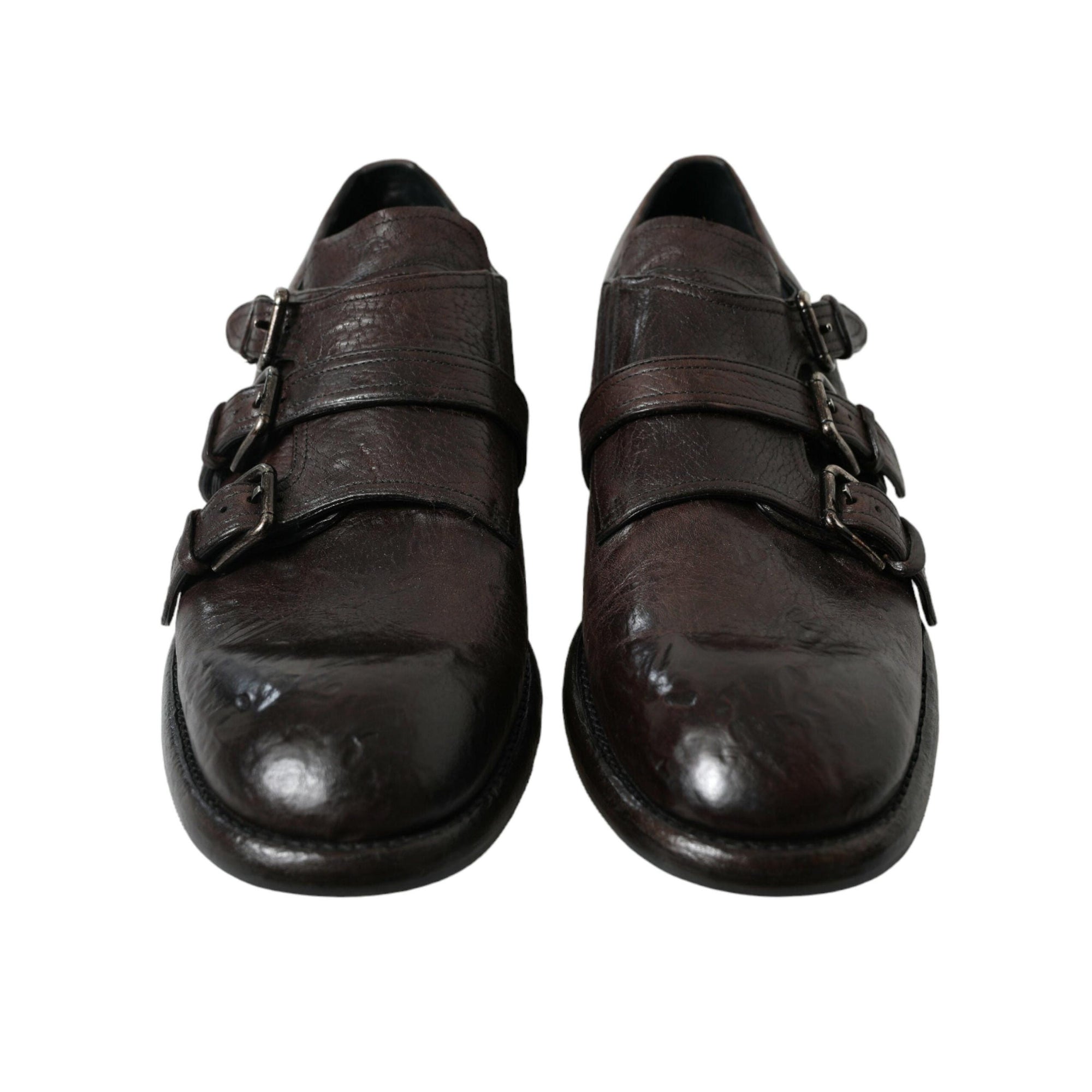 Dolce & Gabbana Elegant Triple Buckle Leather Dress Shoes