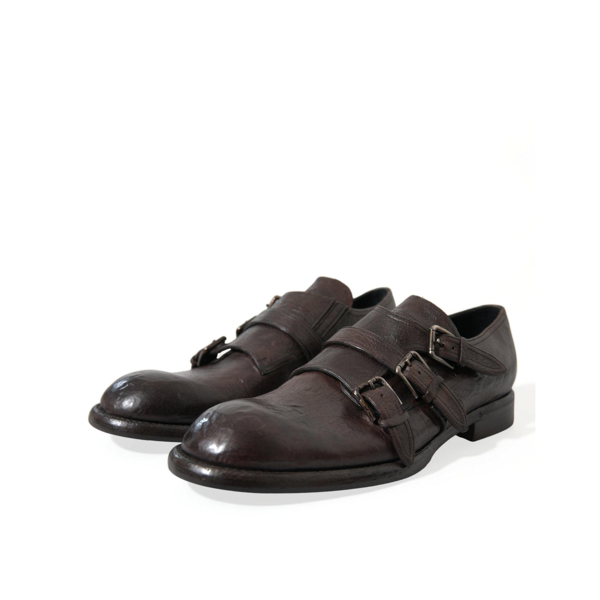Dolce & Gabbana Elegant Triple Buckle Leather Dress Shoes