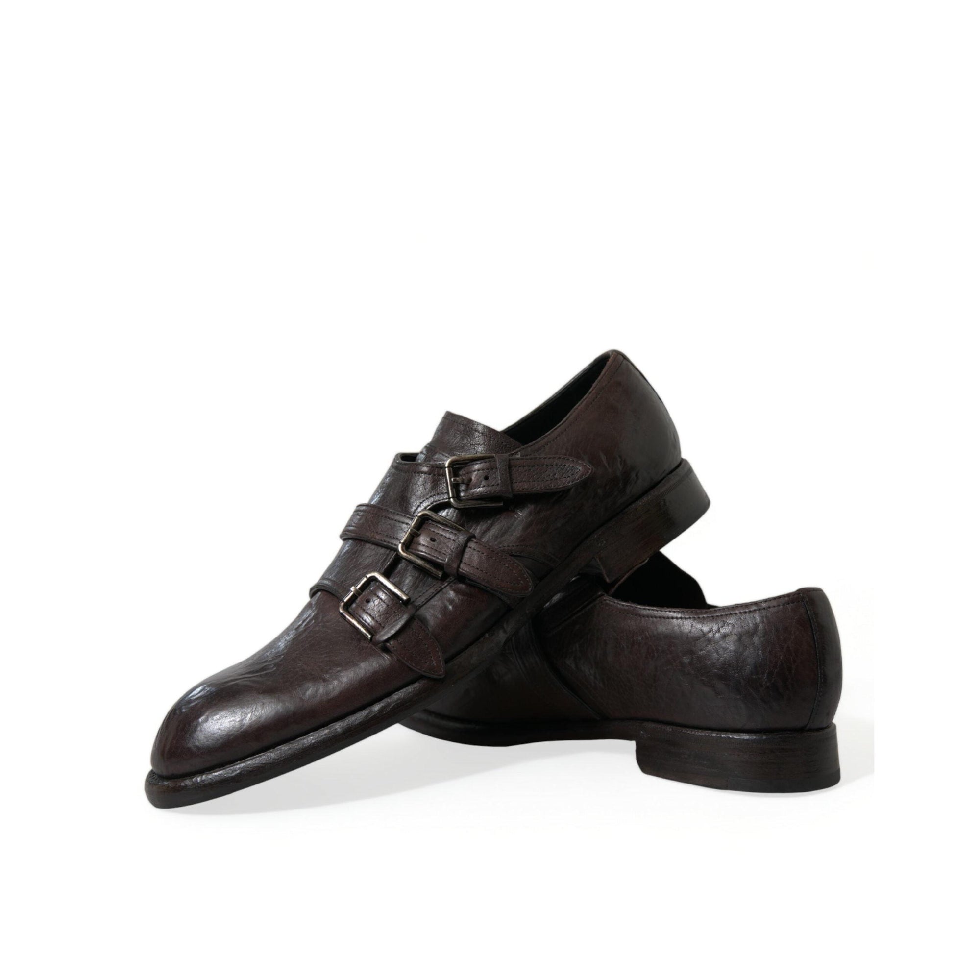 Dolce & Gabbana Elegant Triple Buckle Leather Dress Shoes