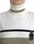 Dolce & Gabbana Italian Striped Wool Turtleneck Sweater