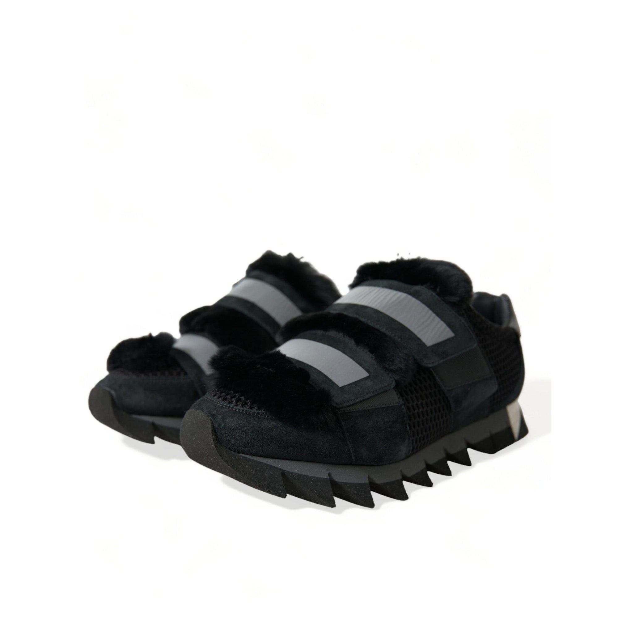 Dolce & Gabbana Elegant Fur-Embellished Suede Sneakers