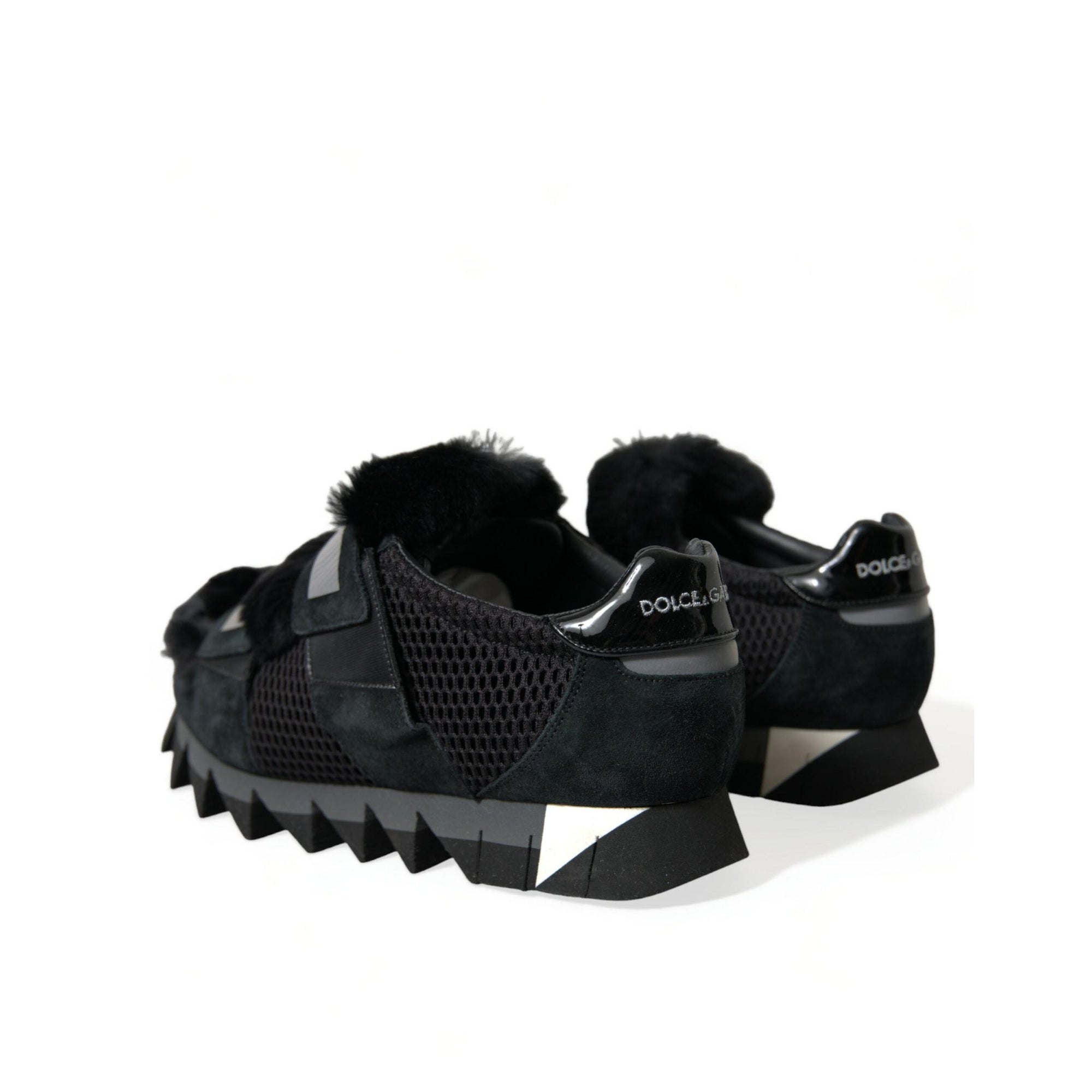 Dolce & Gabbana Elegant Fur-Embellished Suede Sneakers