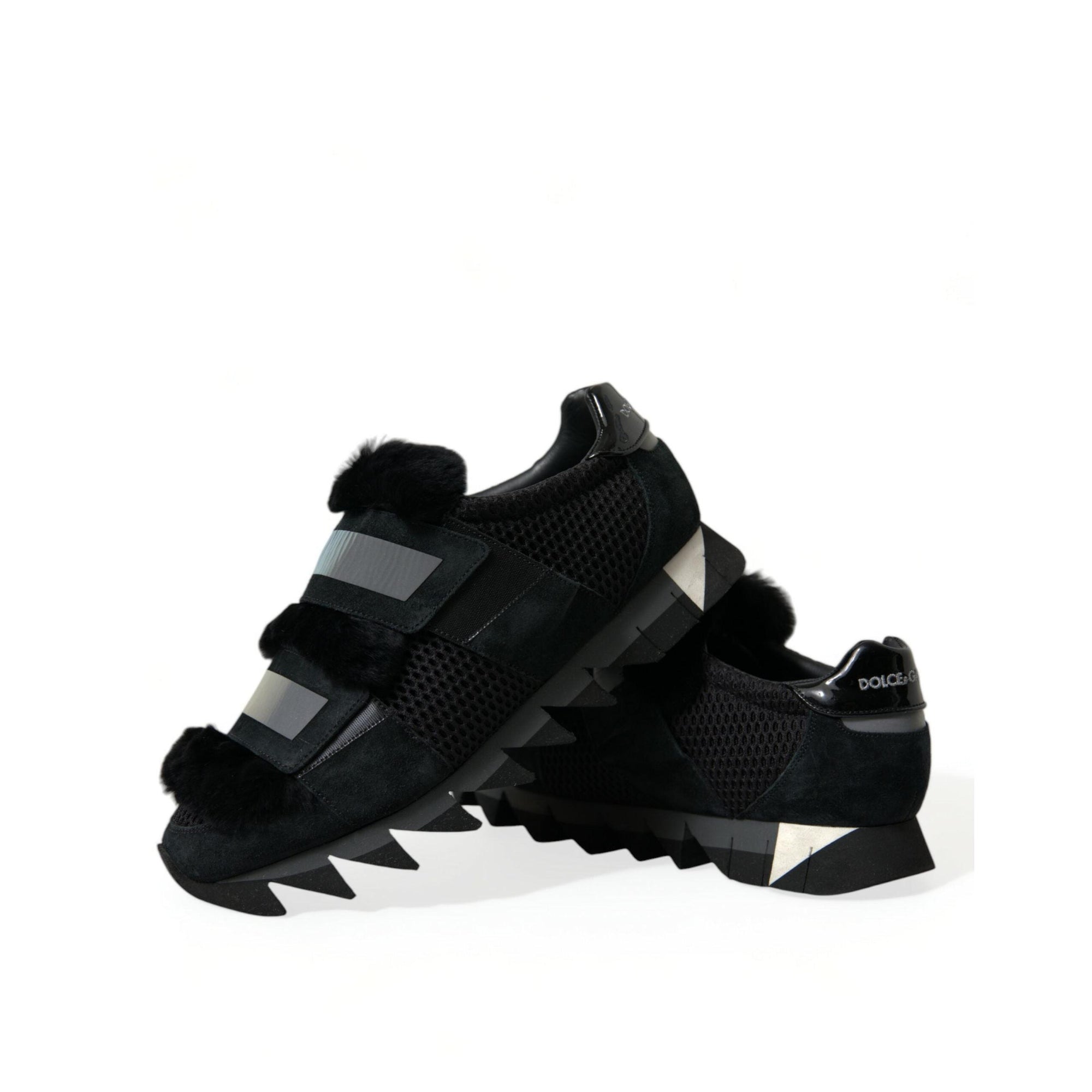 Dolce & Gabbana Elegant Fur-Embellished Suede Sneakers