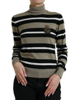Dolce & Gabbana Elegant Striped Turtleneck Wool Sweater