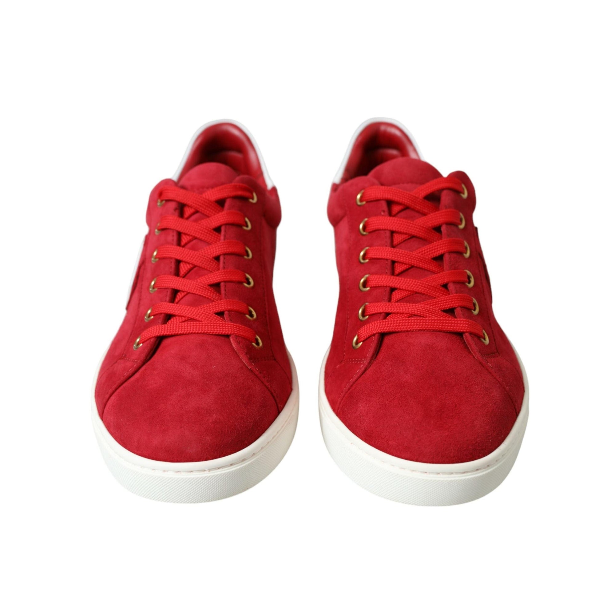 Dolce & Gabbana Elegant Red & White Leather Sneakers