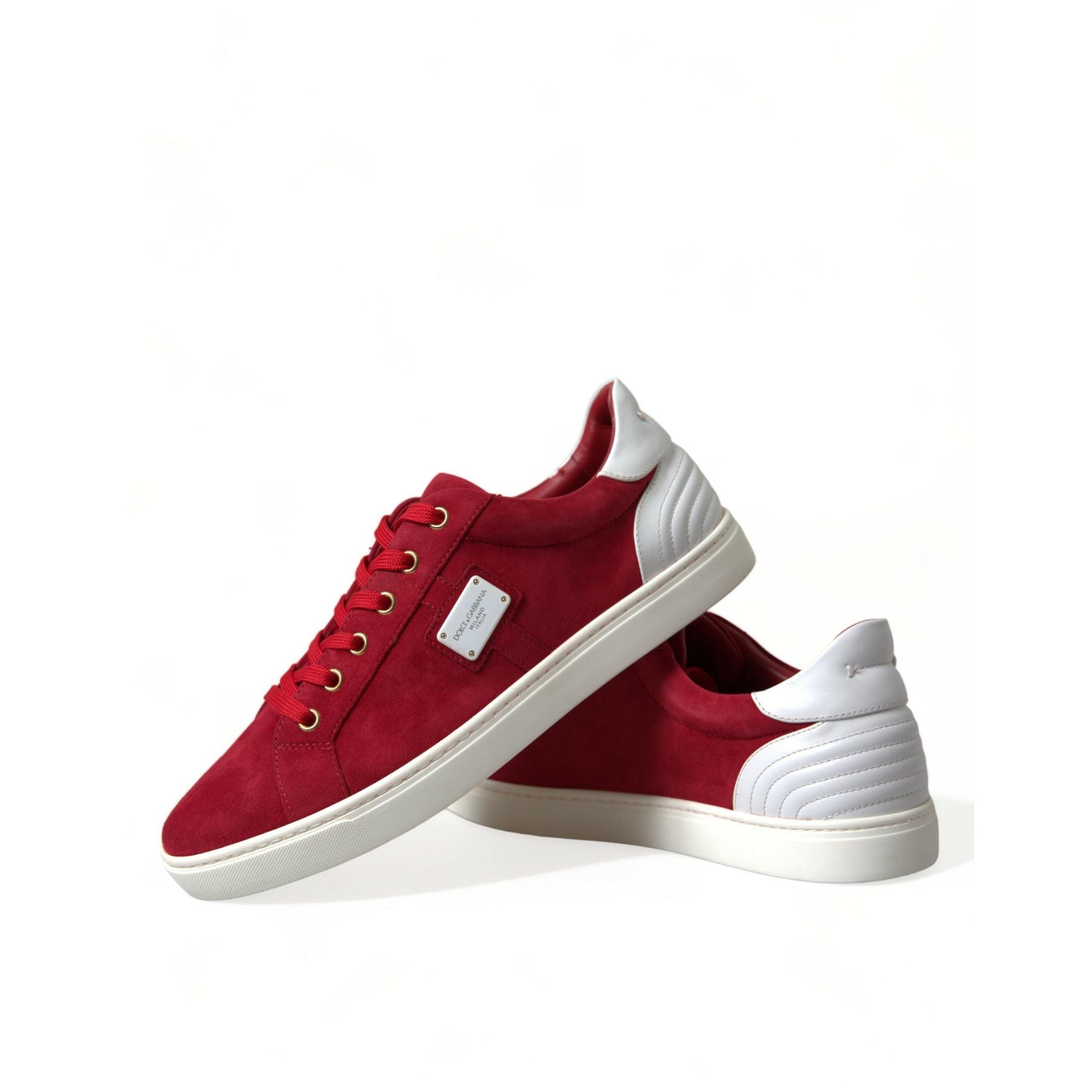 Dolce & Gabbana Elegant Red & White Leather Sneakers