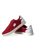 Dolce & Gabbana Elegant Red & White Leather Sneakers