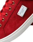Dolce & Gabbana Elegant Red & White Leather Sneakers