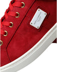Dolce & Gabbana Elegant Red & White Leather Sneakers