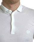 Dolce & Gabbana Crown Embroidered White Cotton Polo