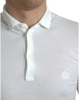 Dolce & Gabbana Crown Embroidered White Cotton Polo