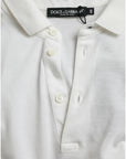 Dolce & Gabbana Crown Embroidered White Cotton Polo