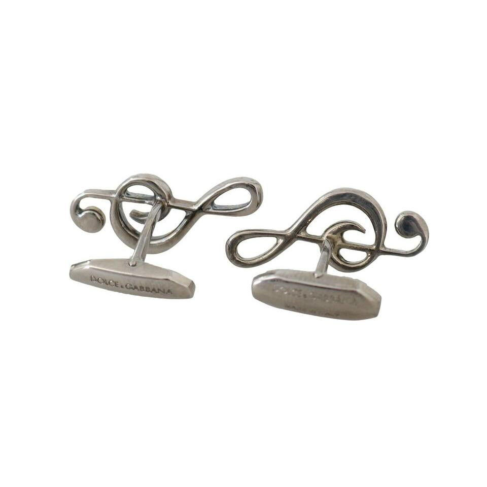 Dolce & Gabbana Elegant Silver Tremble Clef Cufflinks