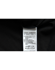 Dolce & Gabbana Elegant Black Cotton Crewneck Tee with Dog Tag Detail