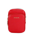 Michael Kors Jet Set Bright Red Pebbled Leather North South Chain Crossbody Bag