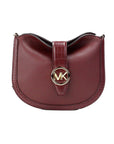 Michael Kors Gabby Small Dark Cherry Leather Foldover Hobo Crossbody Bag